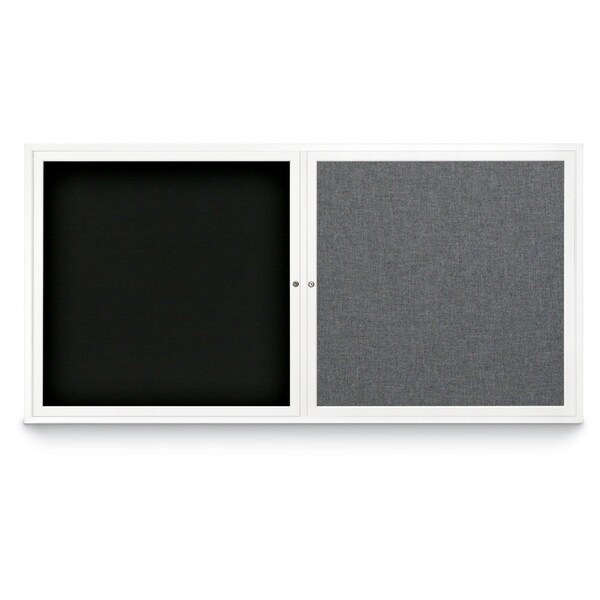Corkboard, Single Door, Radius Frame, 18x24", Black/Burgundy
